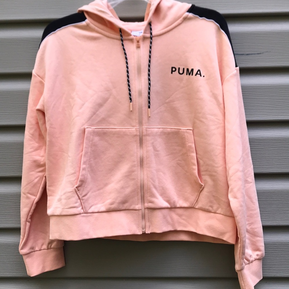 Puma Peach Cropped Full-Zip Hoodie